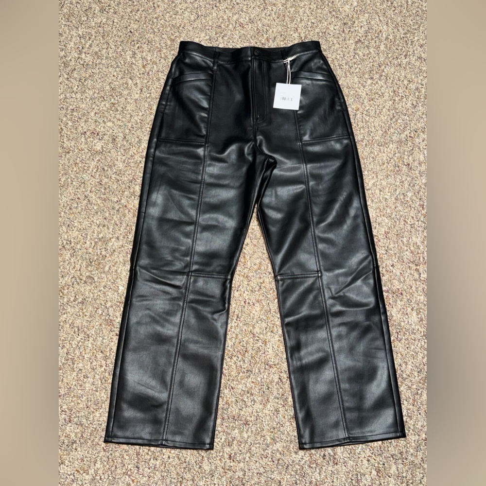 NWT women's size 31 Pistola faux leather Jet Black Pants high rise